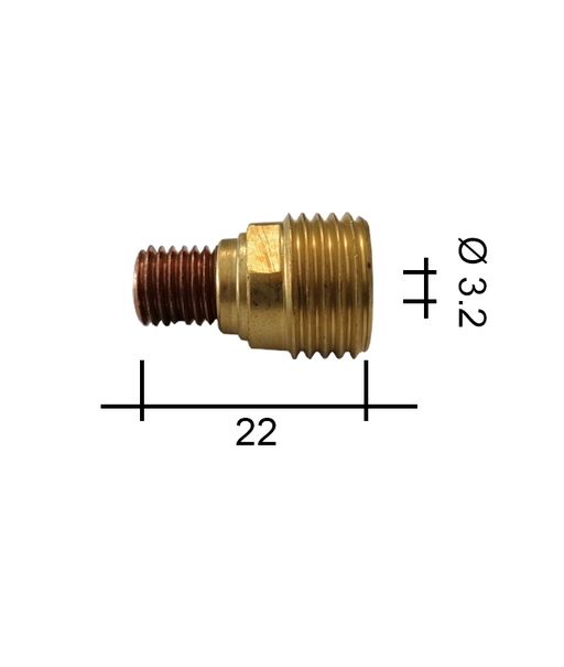 Držák kleštiny 3,2 22mm /TE0005-32/45V45/701.0311-ZVAR/ se sítkem TIG/9/20