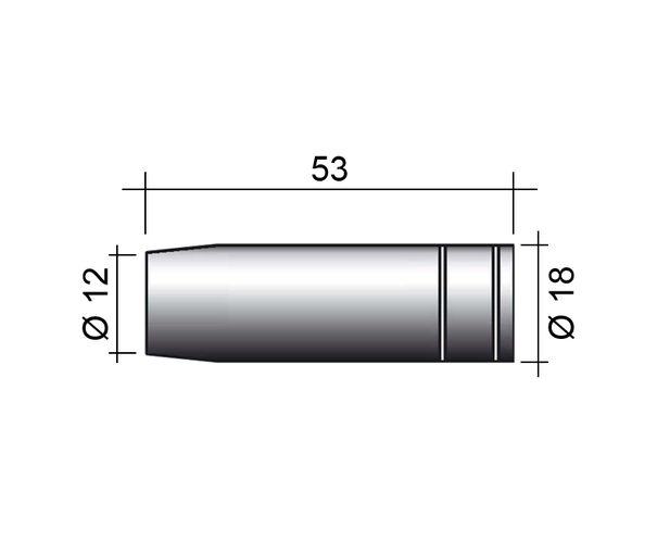 Hubice MIG 150A /MC18/145.0075-ZVAR/ 53mm/12mm/konická