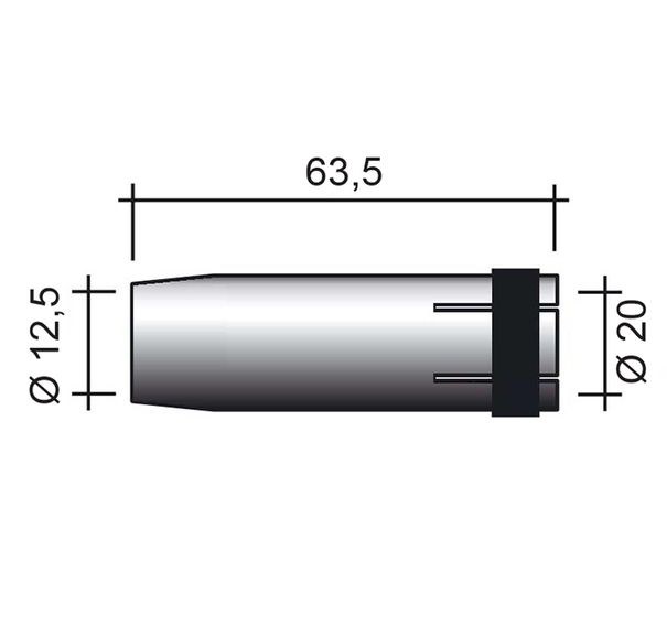 Hubice MIG 240A /MC301/B2416/145.0080-PARWELD/ 63,5mm/12,5mm/konická