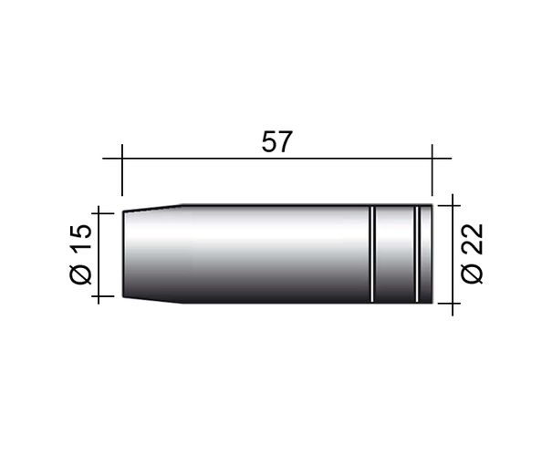 Hubice MIG 250A /MC23/145.0076-ZVAR/ 57mm/15mm/konická