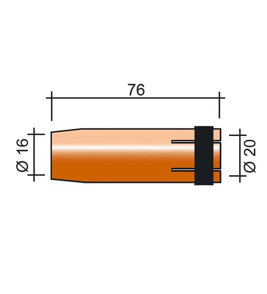 Hubice MIG 500A /MC268/145.0085/ 76mm/16mm/ kónická