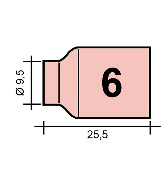 Hubice TIG Gr. 6 9,5 /TC0043/53N60/701.0319-ZVAR/ TIG9/20