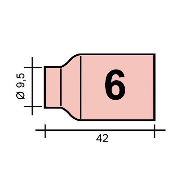 Hubice TIG Gr. 6 9,8 /TC0033/54N16/701.0422-ZVAR/ TIG/17/18/26