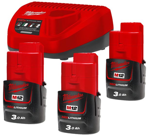 Set akumulátorů Milwaukee M12™ M12NRG-303 (3x3,0Ah +1xC12C) /4933459207/