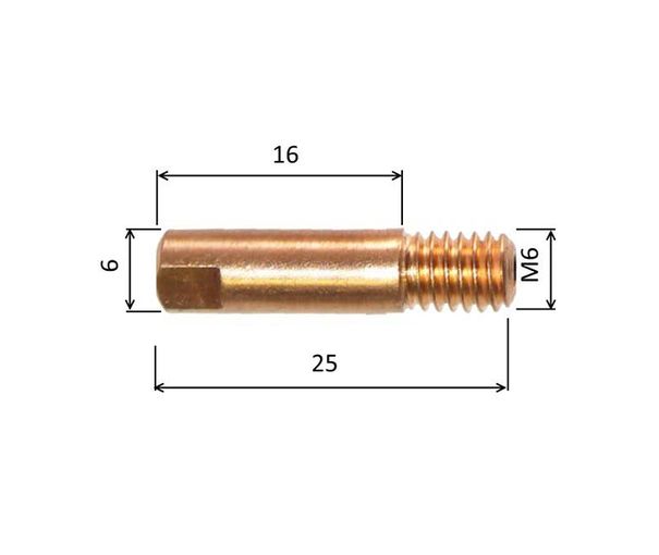 Špicka 0,8 M6x25mm E-Cu /140.D011-ZVAR/dlouhý závit