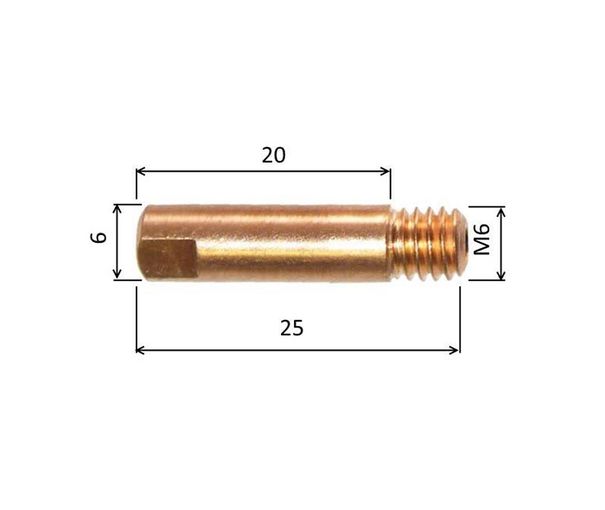 Špička 0,8 M6x25mm E-Cu /MD08-08/B1527-08/140.0059-PARWELD/