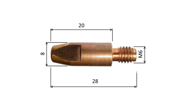 Špička 0,8 M6x28mm E-Cu /MD09-08/140.0051-ZVAR/