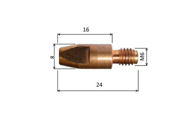 Špička 1,0 M6x24mm E-Cu /140.D102-ZVAR/