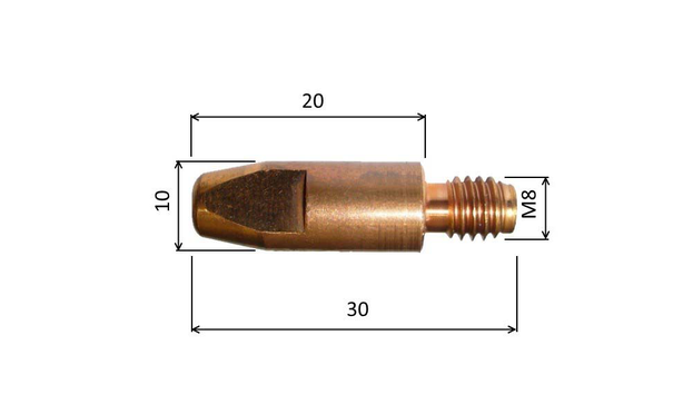 Špička 1,2 M8x30mm E-Cu pro Al /MD05-62/141.0015/